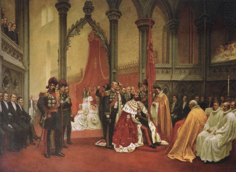 unknow artist kung oscar ii s kroning i trondbeims domkyrka den 18 juli 1873 oil painting picture